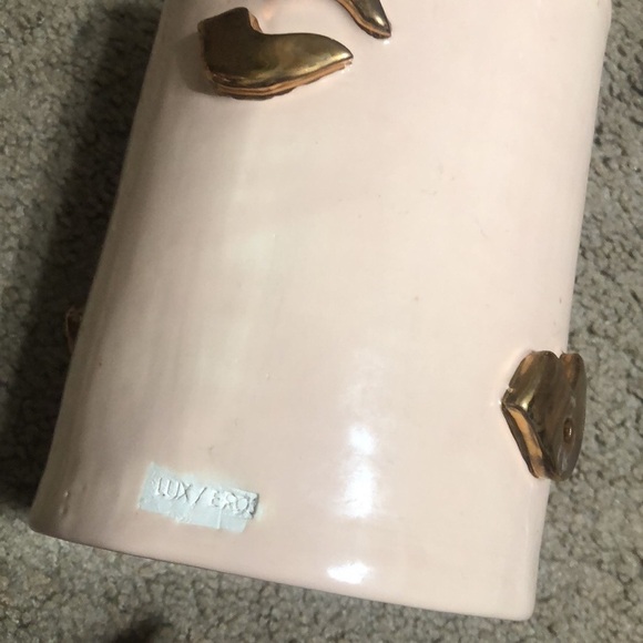 Lux Eros Blush Pink Gold Lip Kiss Planter Pot Vase - Picture 3 of 9